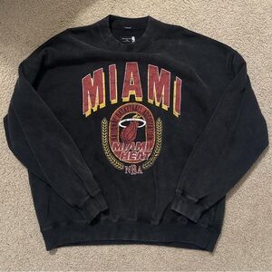 Abercrombie & Fitch Oversized Retro Black Miami Heat Crewneck Sweatshirt